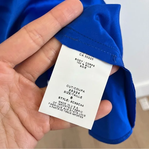 ALLEN SCHWARTZ Celia 100% Silk Blue Cowl Neck Midi Dress - Picture 6 of 8